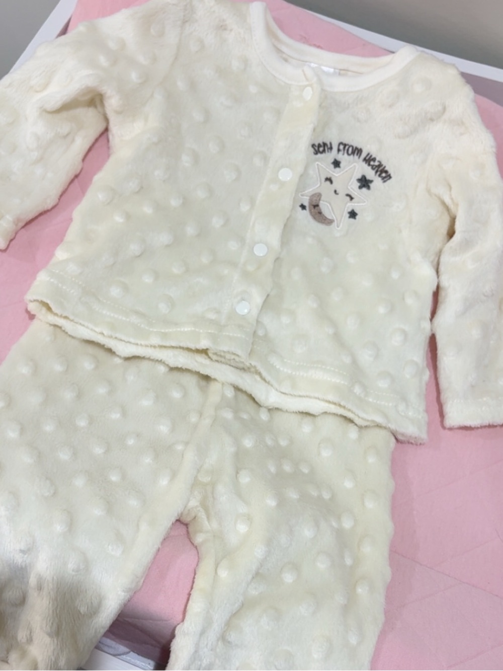 Chick Pea Cream Plush Dot Pajama Set